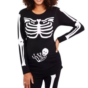 Skeleton Costume Long Sleeve T-Shirt Motherhood Maternity Halloween Size Small